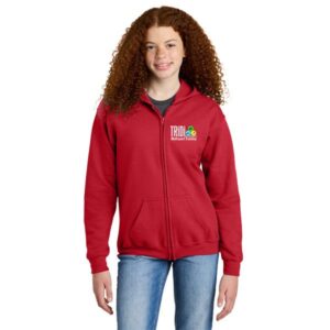 Youth Red Cotton Zipper Sweatshirt Hoodie