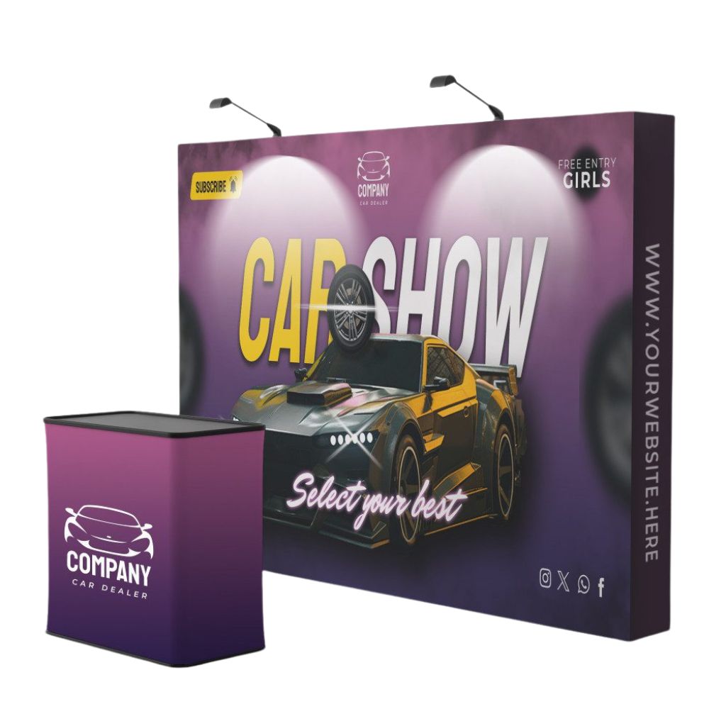 10ft Straight Velcro Fabric Pop Up Display (Graphic+Frame)